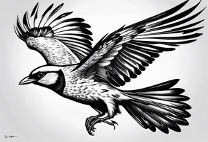 Make a preview of Bird in Flight.
This tattoo should be mark as a sign of freedom.
The tattoo should be on the leg tattoo idea