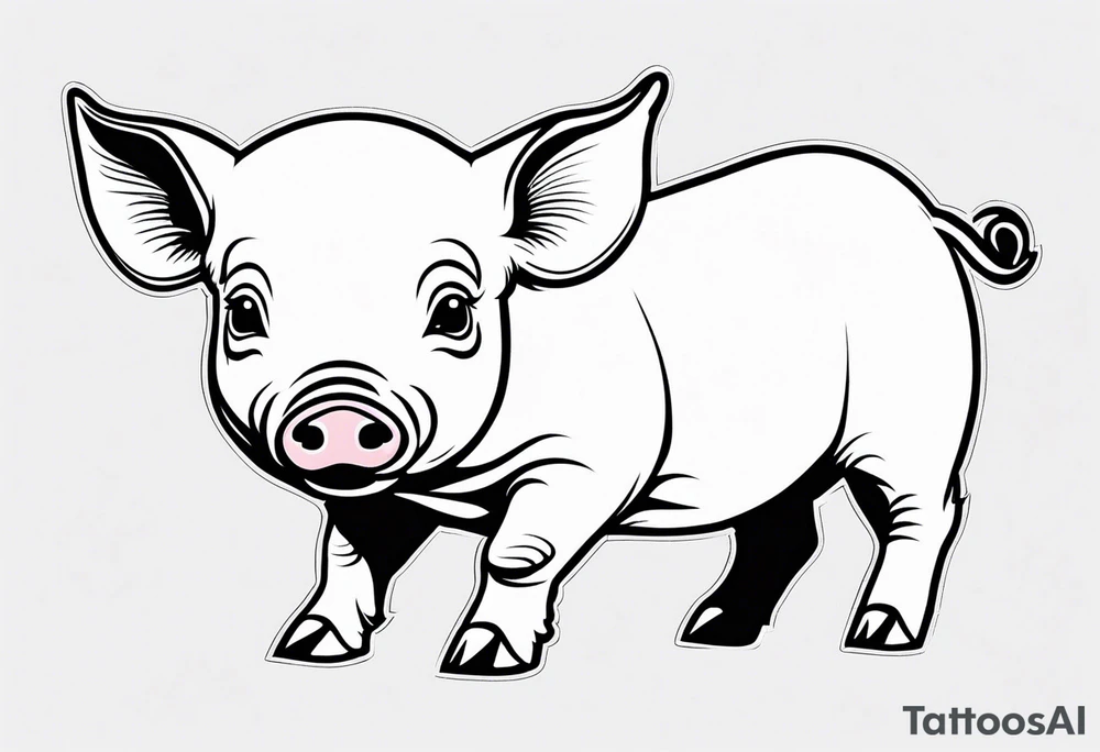 very cute piglet.
outline only.
black and white only.
only show the piglet. no extra lines or decoration. tattoo idea