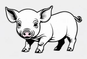 very cute piglet.
outline only.
black and white only.
only show the piglet. no extra lines or decoration. tattoo idea