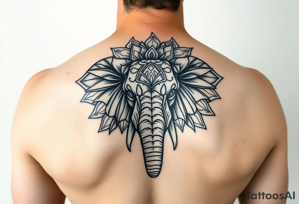 powerful majestic elephant head mandala tattoo idea