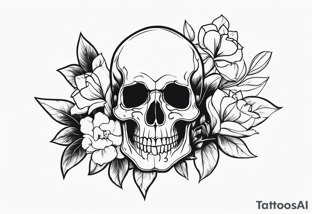Skull with Flowers tattoo idea