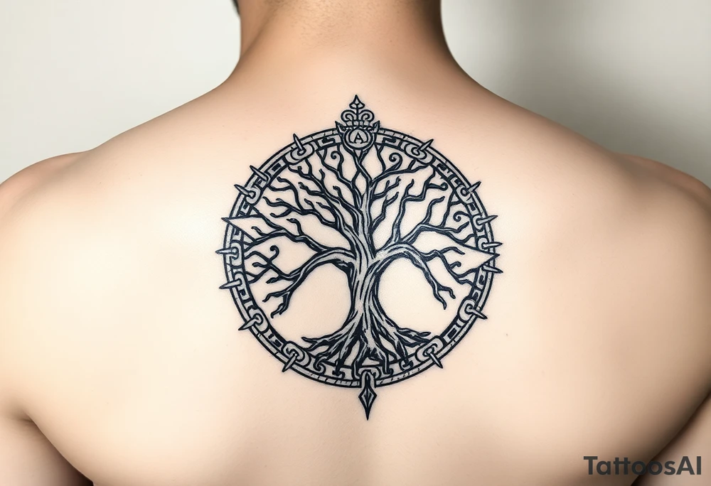 tree of life with circle of runes tattoo idea