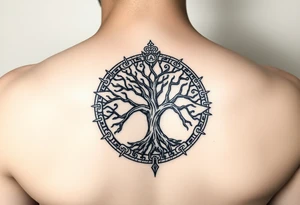 tree of life with circle of runes tattoo idea