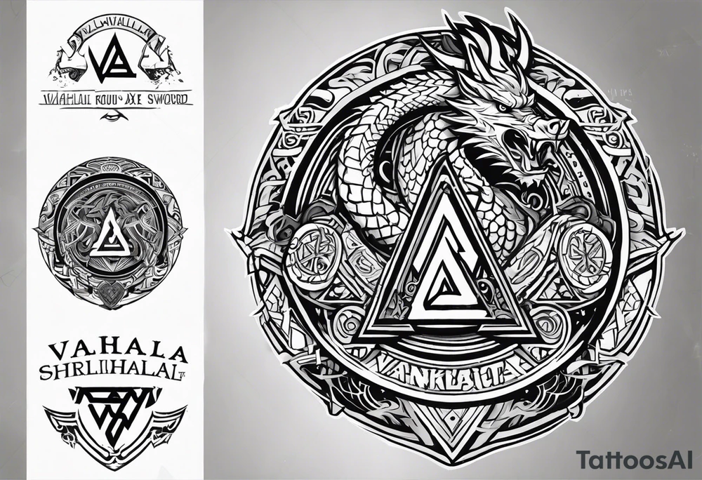 Valhalla round shield axe
Valknut sword dragon head tattoo idea Valhalla round shield axe
Valknut sword dragon head tattoo idea