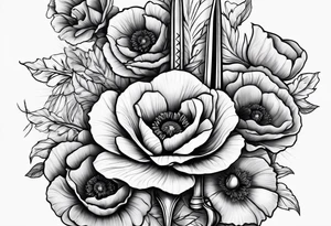 Dagger with poppies tattoo idea