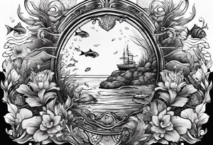Underwater diving scene tattoo idea
