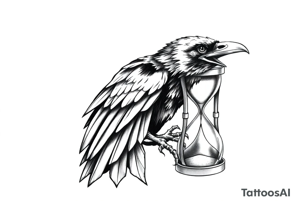 a raven and a hourglass. tattoo idea