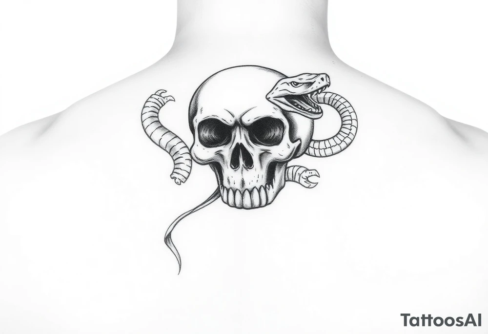 Skull with snake tattoo idea