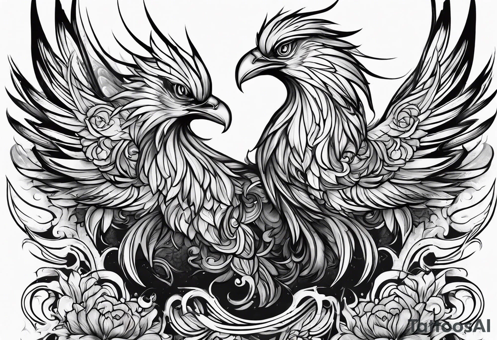 group of phoenix tattoo idea