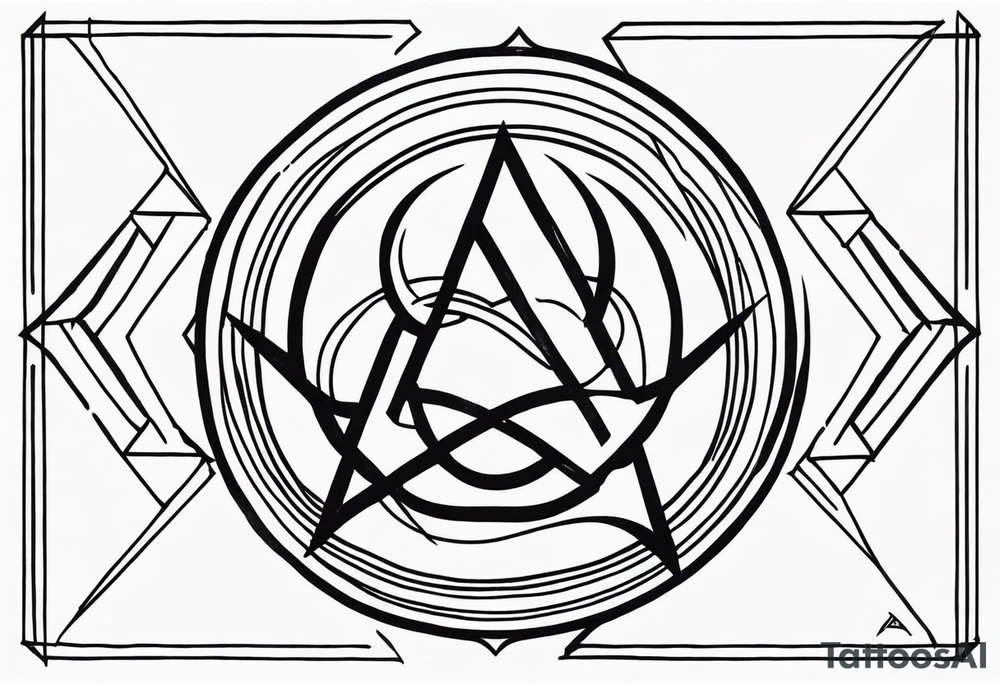 Geometric satanic symbols tattoo idea