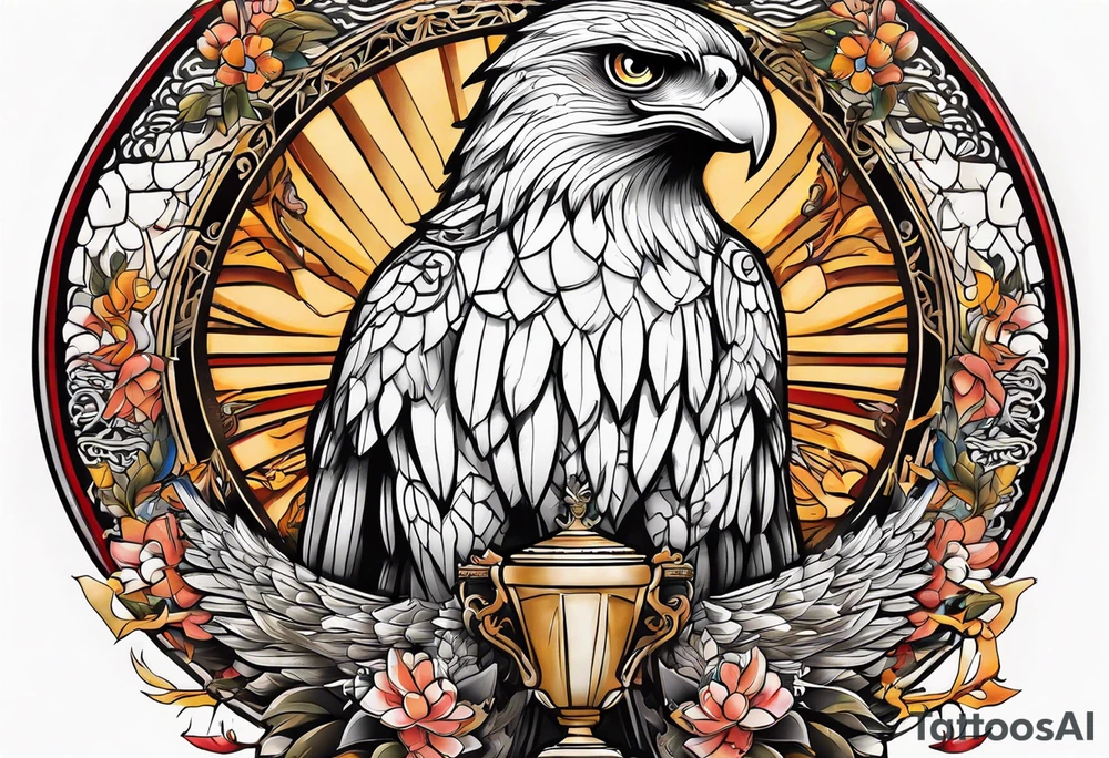 Hawk holding a trophy 2024 tattoo idea