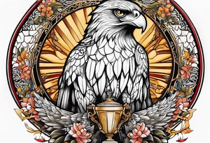 Hawk holding a trophy 2024 tattoo idea