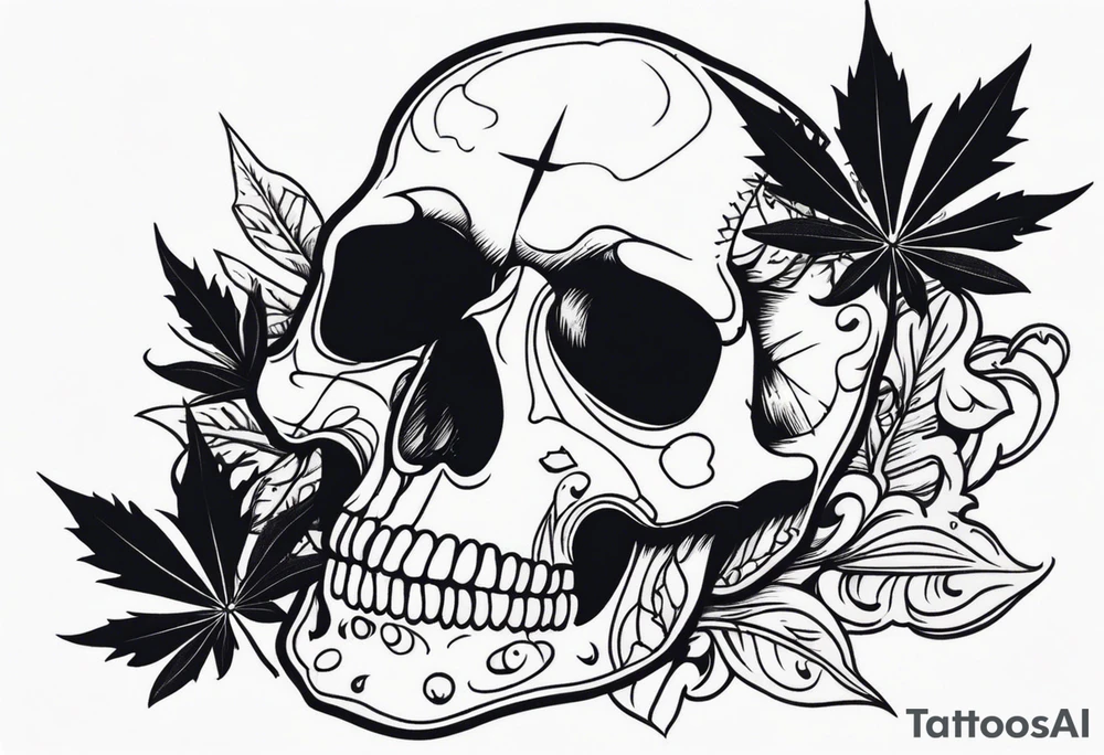 skull with a pot leaf tattoo idea