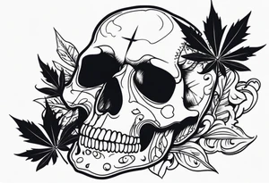 skull with a pot leaf tattoo idea