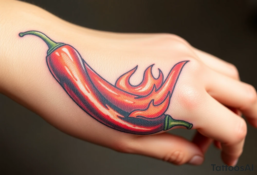 Chili pepper and fire tattoo idea