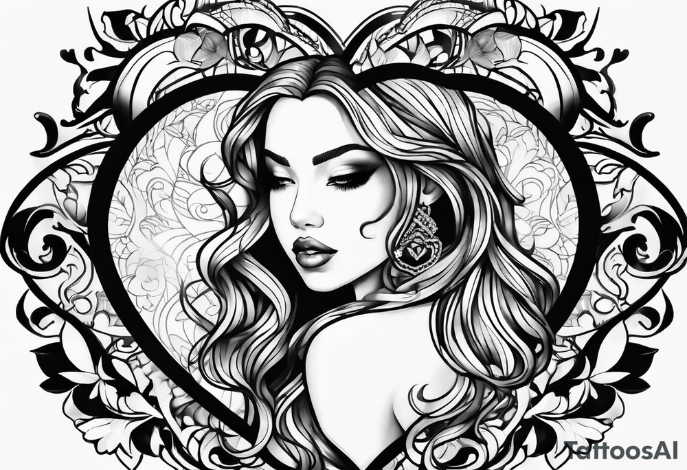 The word Mia inside a heart tattoo idea
