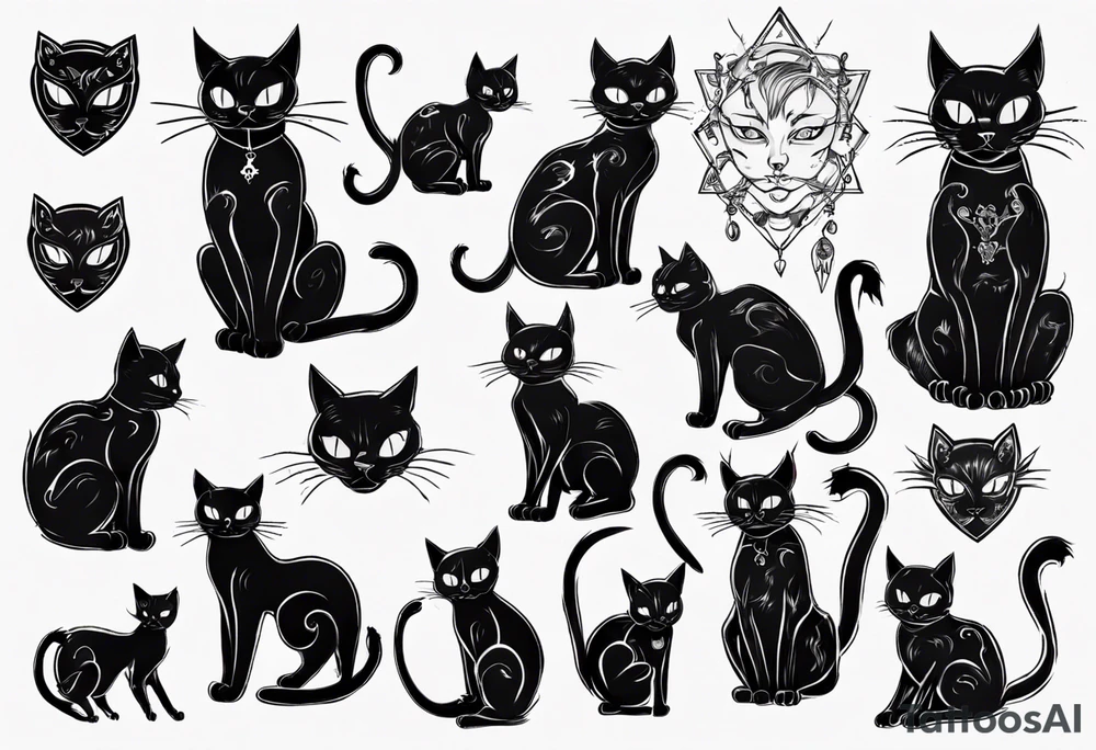 Black cat tattoo idea