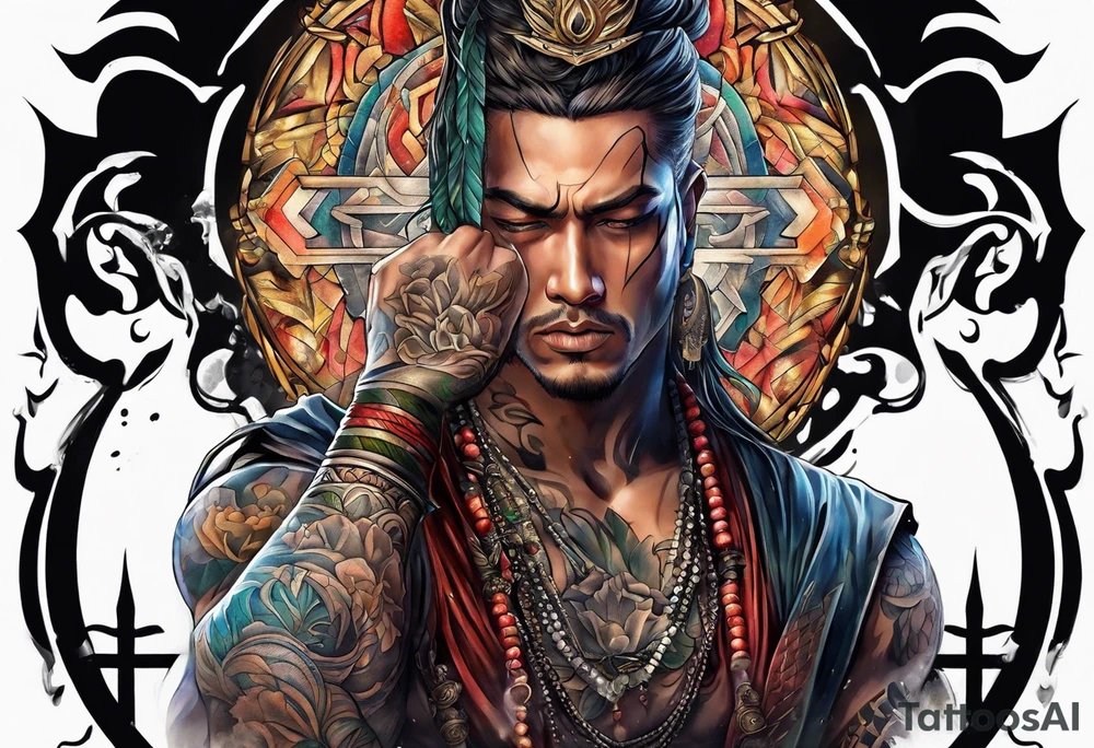 Praying warrior tattoo idea