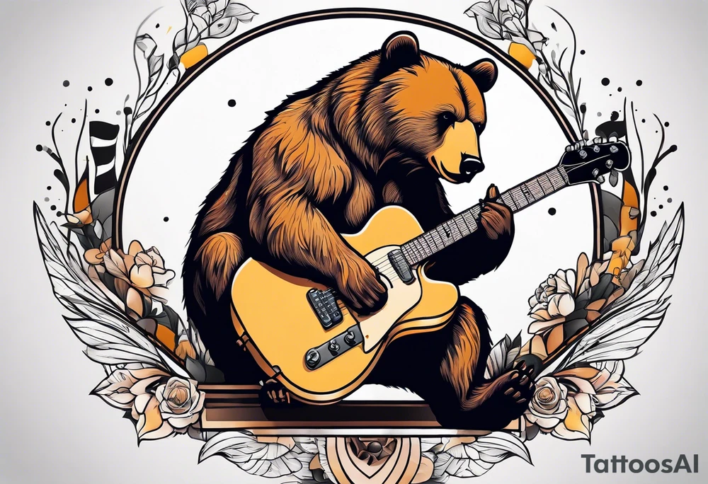 bear playing a telecaster tattoo idea
