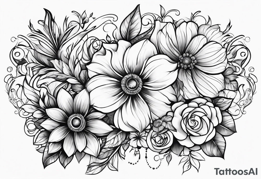 ornaments of flowers tattoo idea