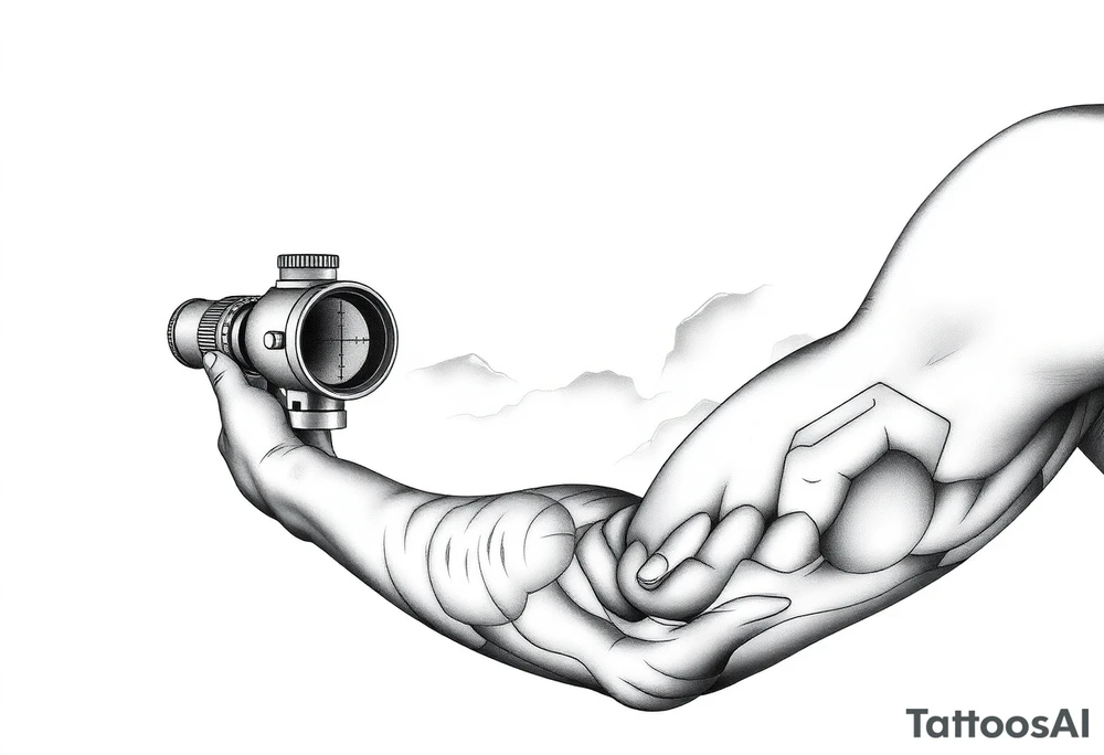 scope crosshairs with eerie fog in background tattoo idea