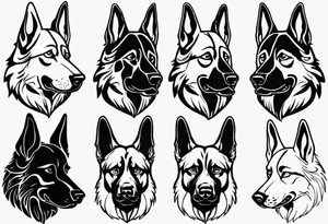 Snarling side profile German shepherd dog tattoo idea