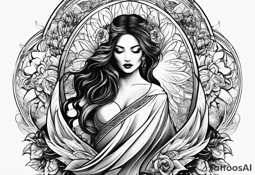 Resurrection Beautiful woman from death to inner peace and self-love tattoo idea