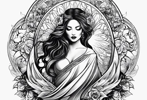 Resurrection Beautiful woman from death to inner peace and self-love tattoo idea