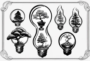 A tiny bonsai tree inside a light bulb tattoo idea