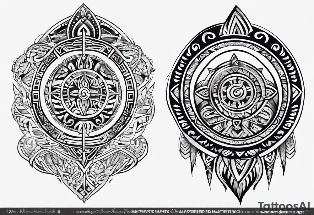 Full sleeve tattoo, polynesian tribal, Viking symbols tattoo idea