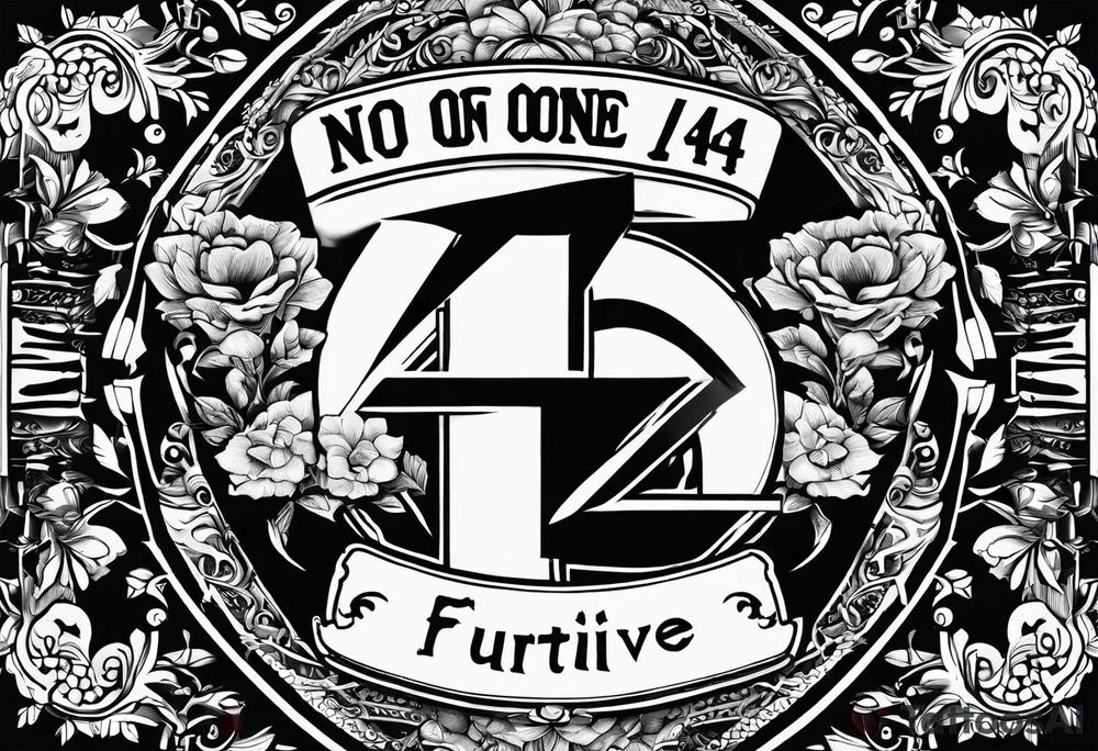 The number 44, around it the text “no one survive” tattoo idea