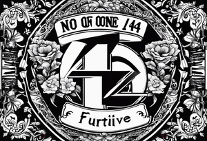 The number 44, around it the text “no one survive” tattoo idea
