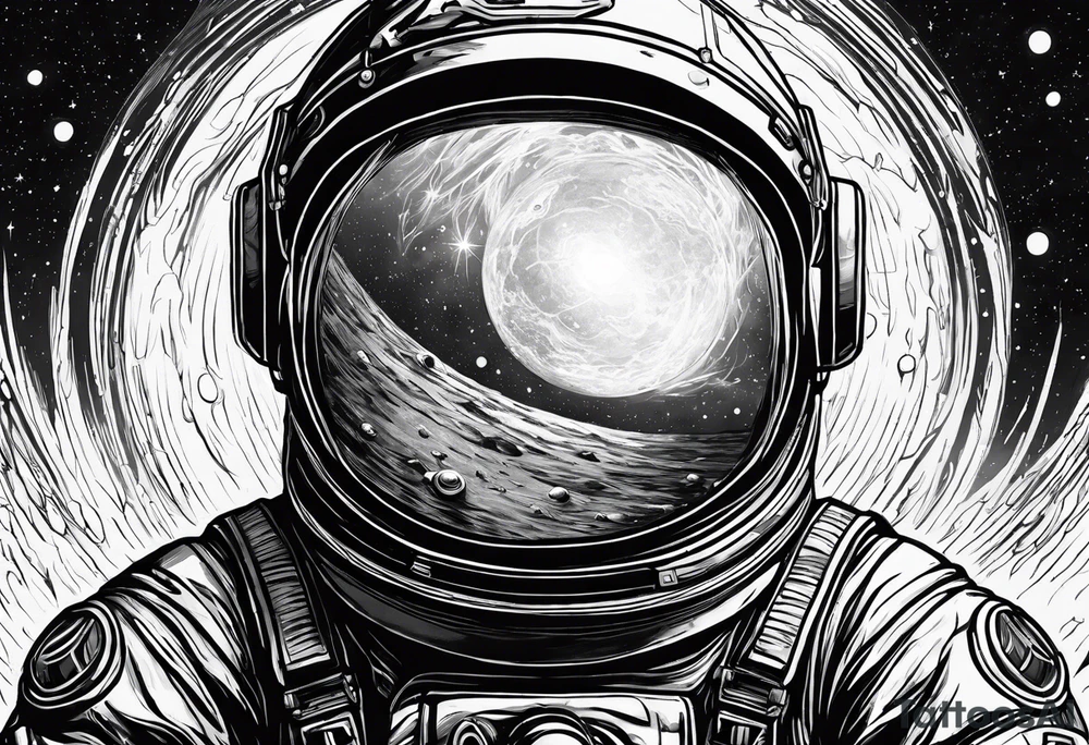 astronaut reaching out into the void for his astronaut partner is being pulled into a black hole the looks identical to earth tattoo idea