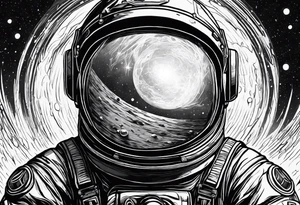 astronaut reaching out into the void for his astronaut partner is being pulled into a black hole the looks identical to earth tattoo idea