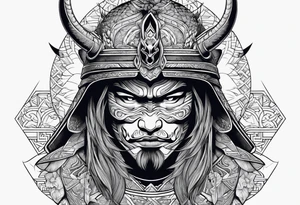 Japanese Warrior with skull mask tattoo idea