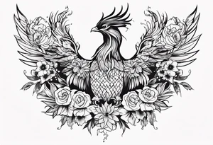 Phoenix with flowers tattoo idea