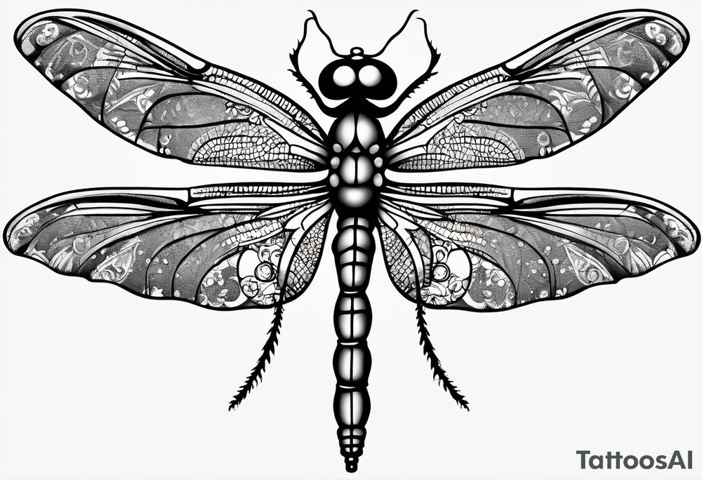 Dragonfly with a body made of a wrench tattoo idea