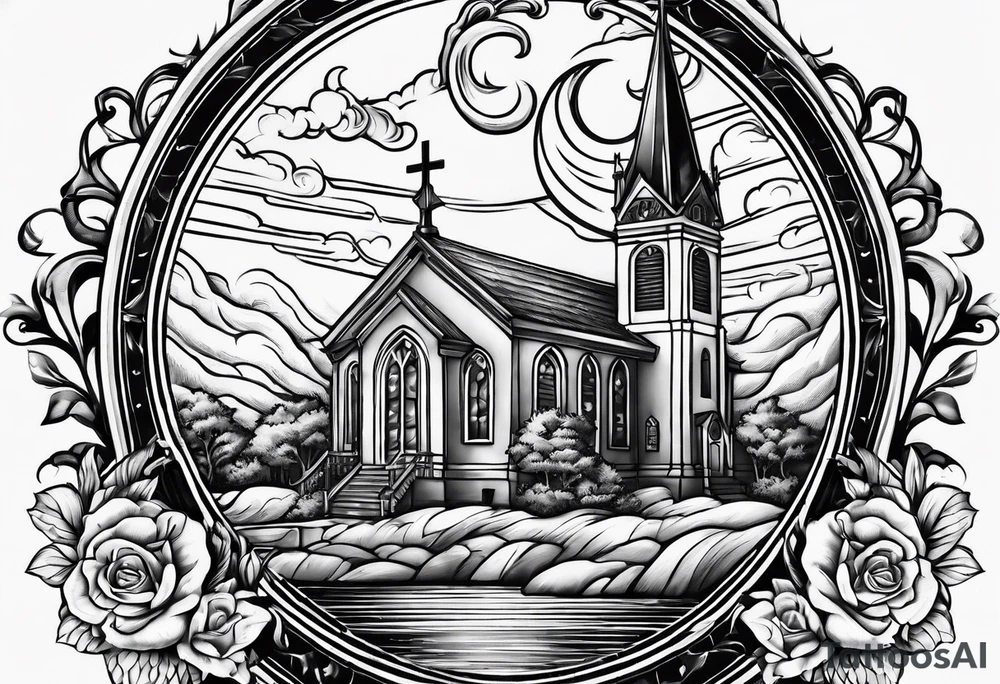 church burning tattoo idea