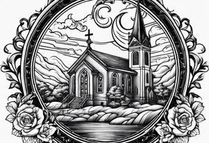 church burning tattoo idea