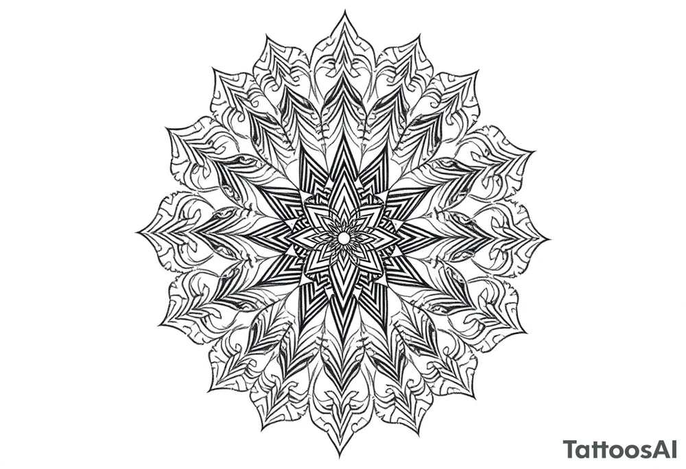 intricate mandala with sacred geometry and cosmic elements tattoo idea