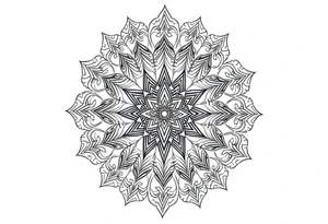 intricate mandala with sacred geometry and cosmic elements tattoo idea