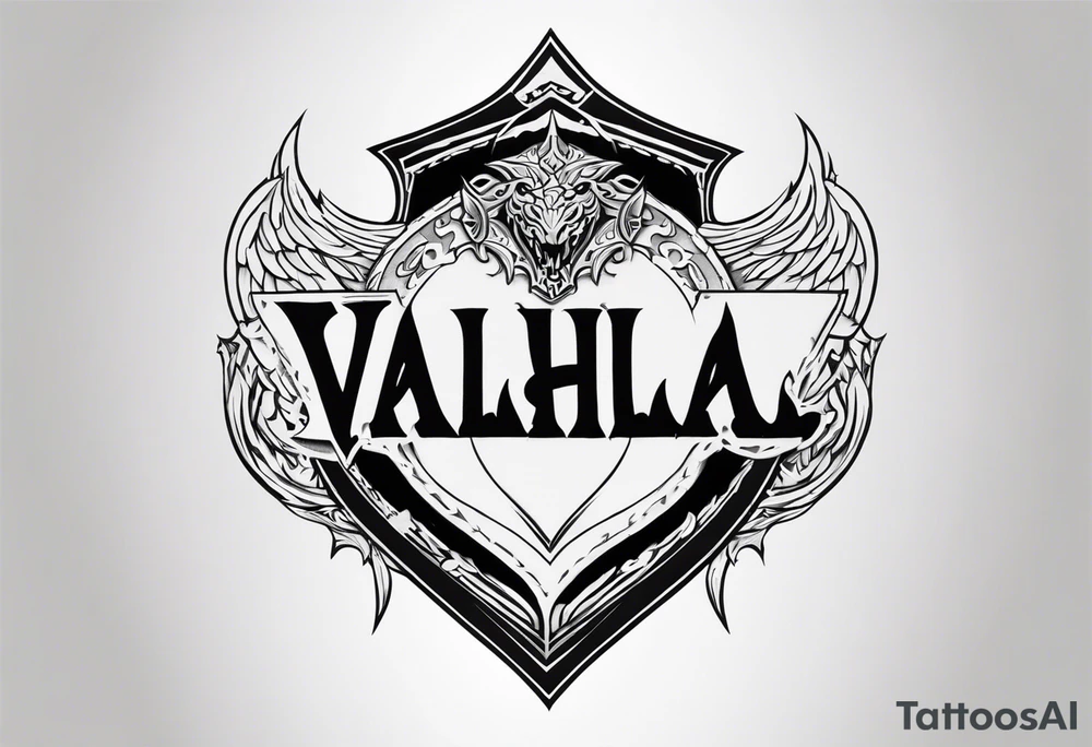 Valhalla shield fire sword tattoo idea