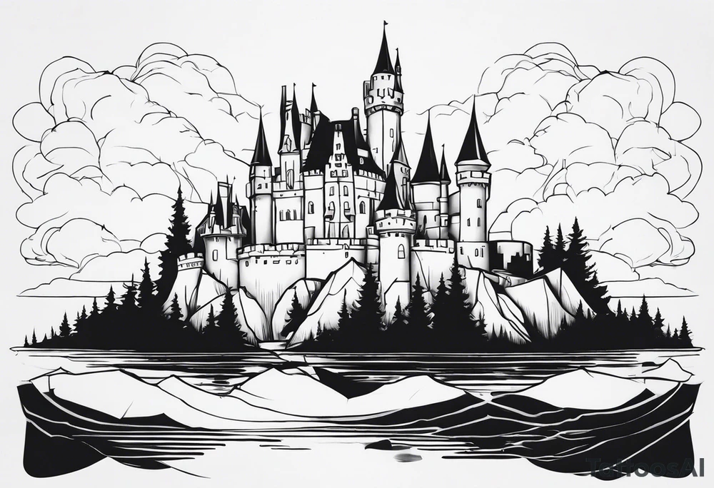 a castle floating in the crystal tattoo idea