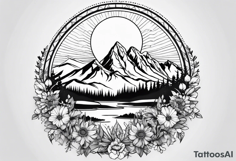 wildflowers, sunshine, mountains tattoo idea