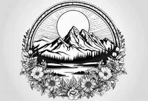 wildflowers, sunshine, mountains tattoo idea