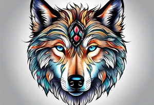 strong wolf gentle eyes tattoo idea