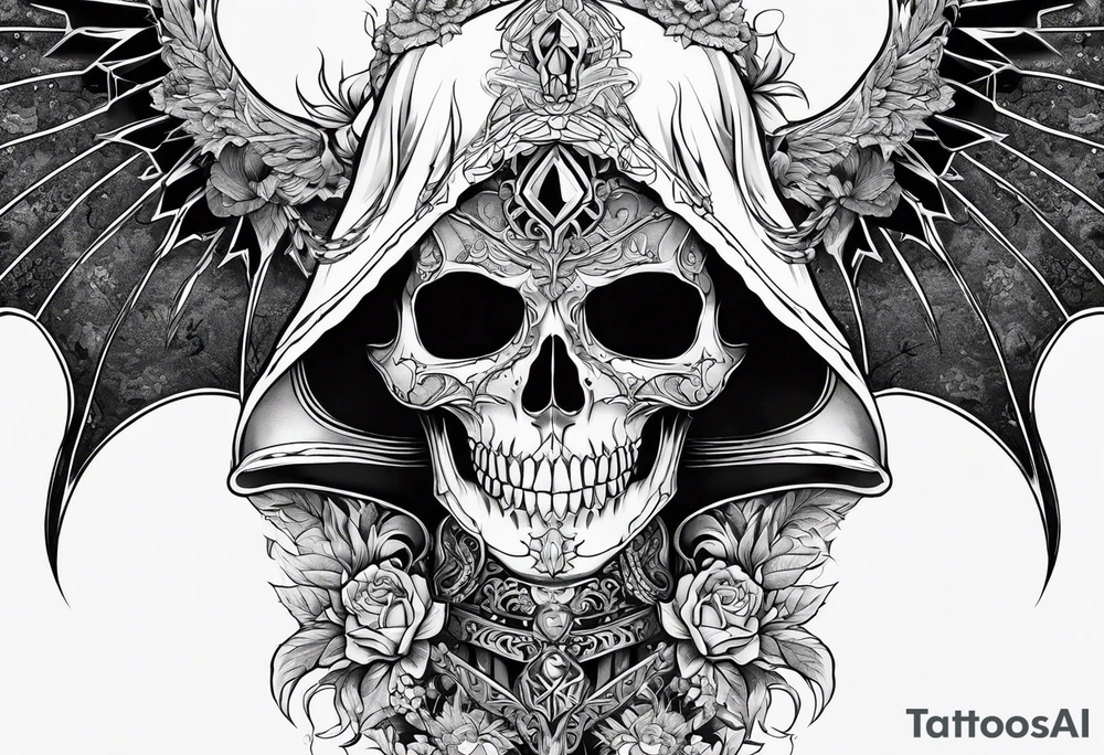 lady skeleton grim reaper satan tattoo idea