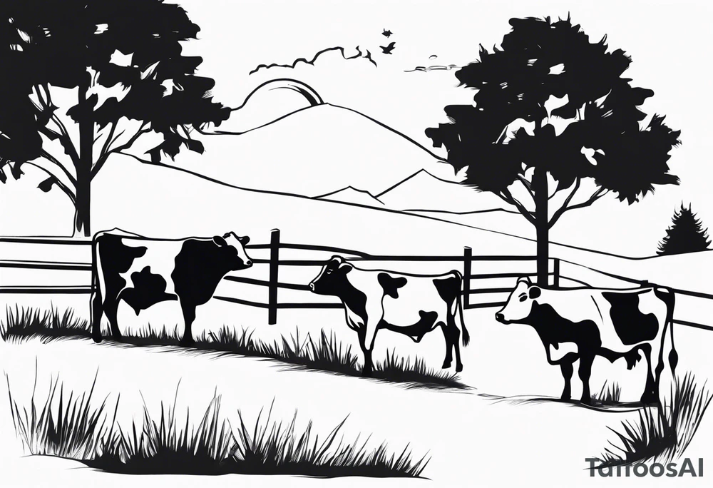 COWS IN YARD tattoo idea