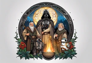 Lord of the rings with Star wars square tattoo idea
