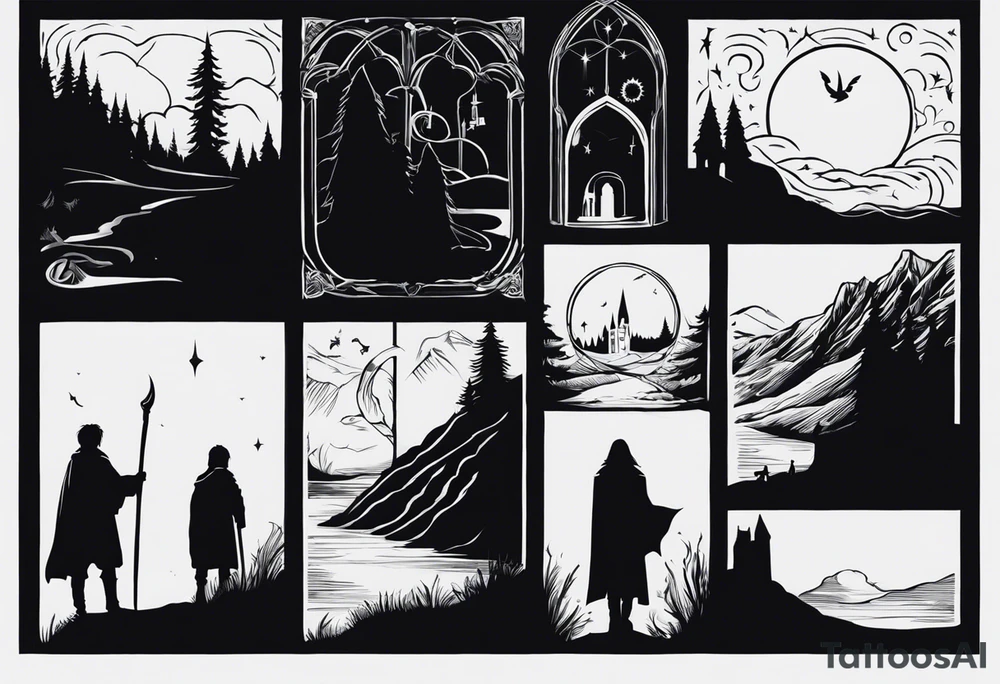 Lord of the rings with Harry Potter. Small and very simple. No portraits tattoo idea